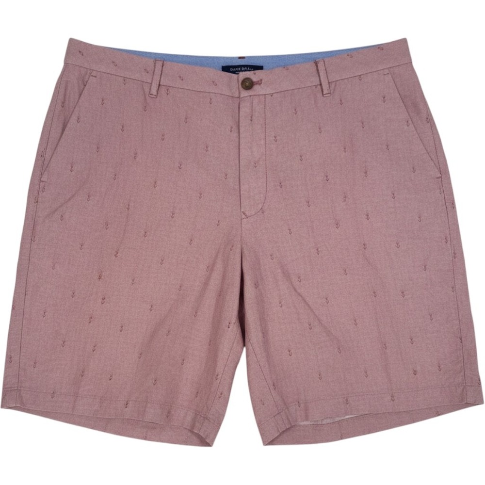 IZOD Mens Anchor Embroidered Linen Blend Shorts Red Salmon Nautical Size 42